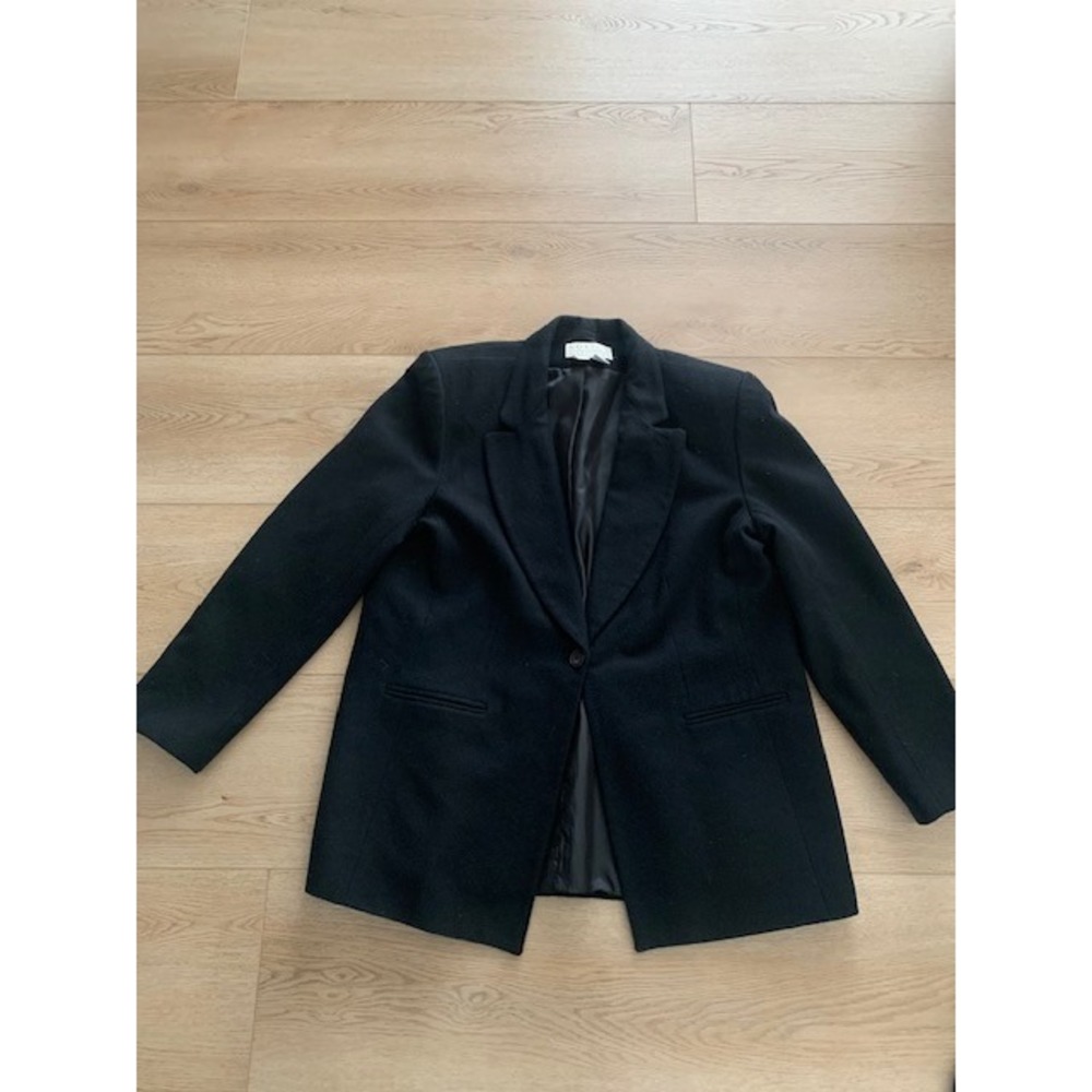 Norton McNaughton Black Wool Skirt Suit Vintage Blazer Set Size 14 16 Woolmark - Picture 2 of 12